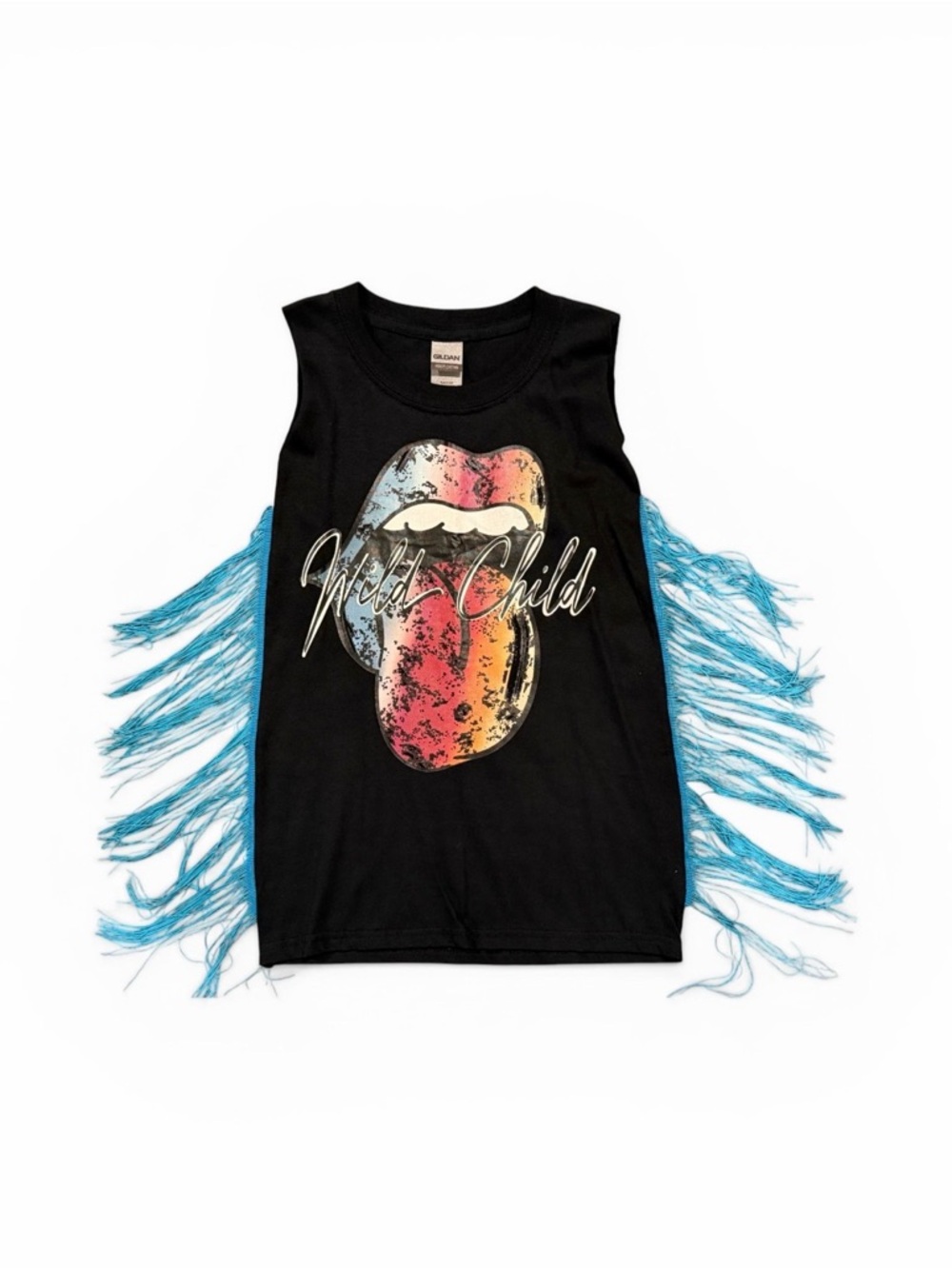 Girls' Wild Child T-Shirt Dress with Turquoise Fringe
